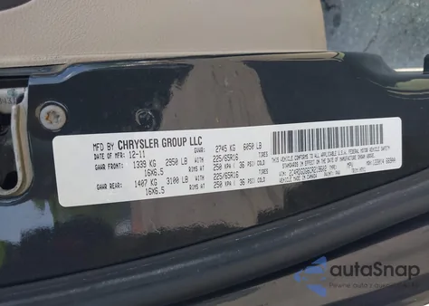 2012 Dodge Grand Caravan Crew z USA, uszkodzony, nr VIN 2C4RDGDG6CR219602